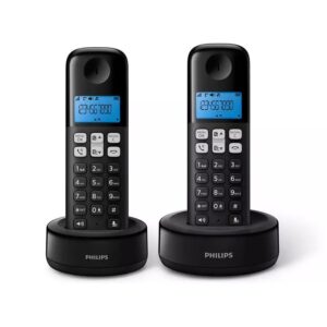Philips D1612B/GRS Μαύρο (Ελληνικό Μενού) Διπλό Ασύρματο Τηλέφωνο
