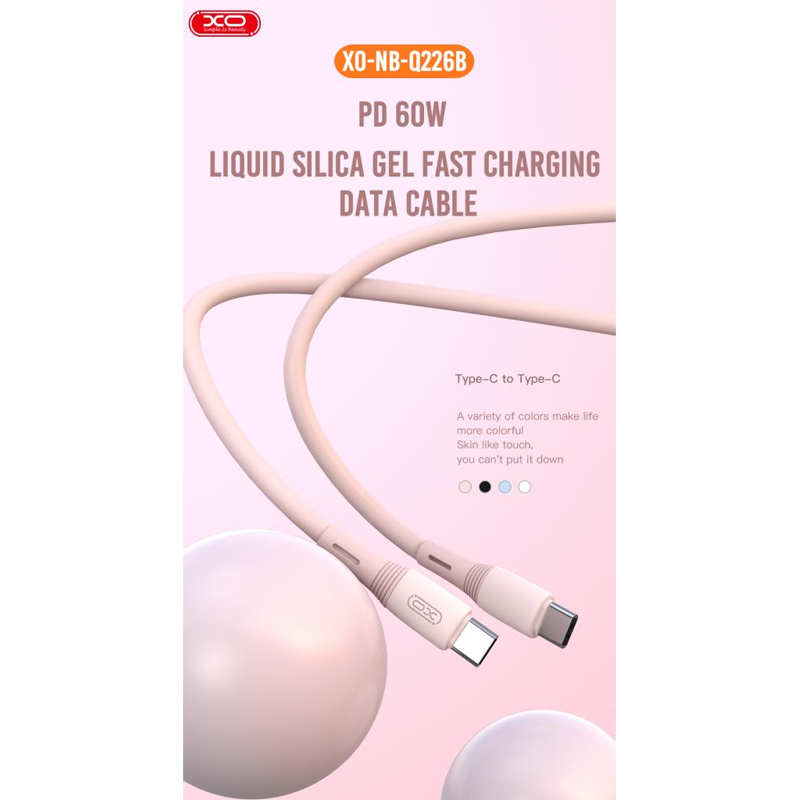 XO Cable Type-C – Type-C, 1m, 60W, NB-Q226B pink - Image 5