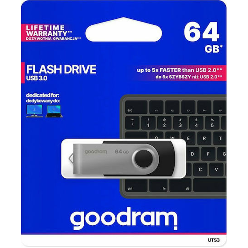 GOODRAM Pendrive UTS3 – 64GB USB 3.2 Μαύρο