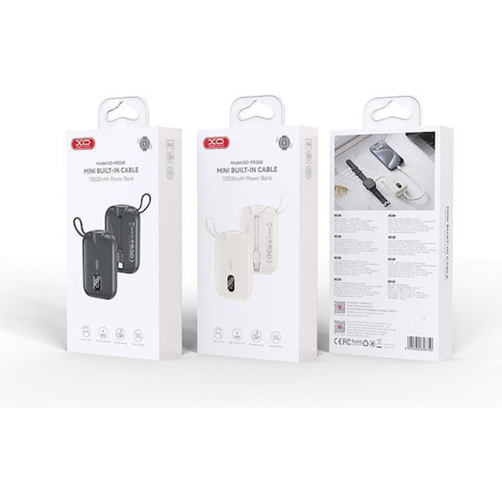 XO PR260 Power Bank 10000mAh 20W με ασύρματη φόρτιση ρολογιού & ενσωματωμένο καλώδιο Type-C μαύρο - Image 2