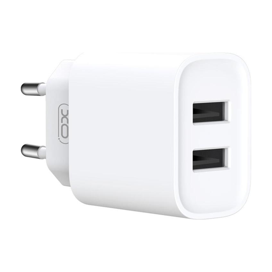XO CE02C φορτιστής τοίχου 2xUSB-A, 2,1A λευκός + καλώδιο Lightning - Image 3