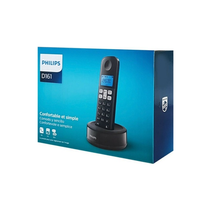 Philips D1611B/GRS Μαύρο (Ελληνικό Μενού) Ασύρματο Τηλέφωνο με Ανοιχτή Ακρόαση - Image 2