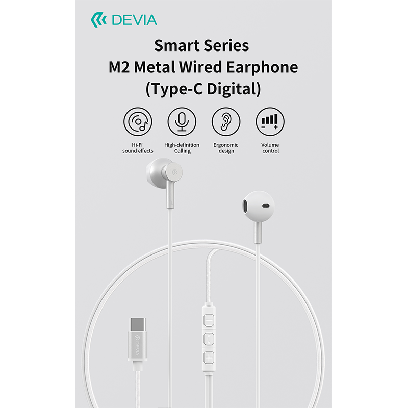 Devia ενσύρματα ακουστικά Smart M2 Digital Metal USB-C μαύρα - Image 5