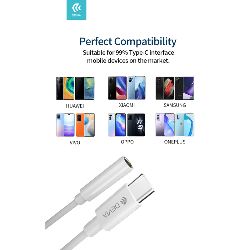 Devia adapter EC608 USB-C – jack 3,5mm λευκό - Image 9