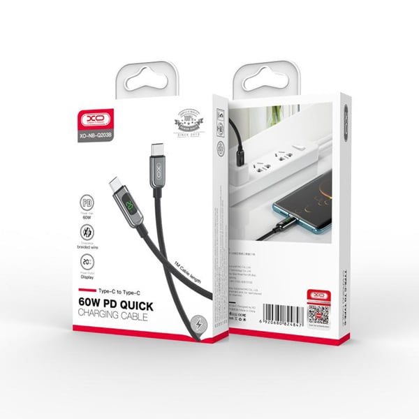XO Cable Type-C – Type-C, 1m, 60W, NB-Q203B black - Image 2