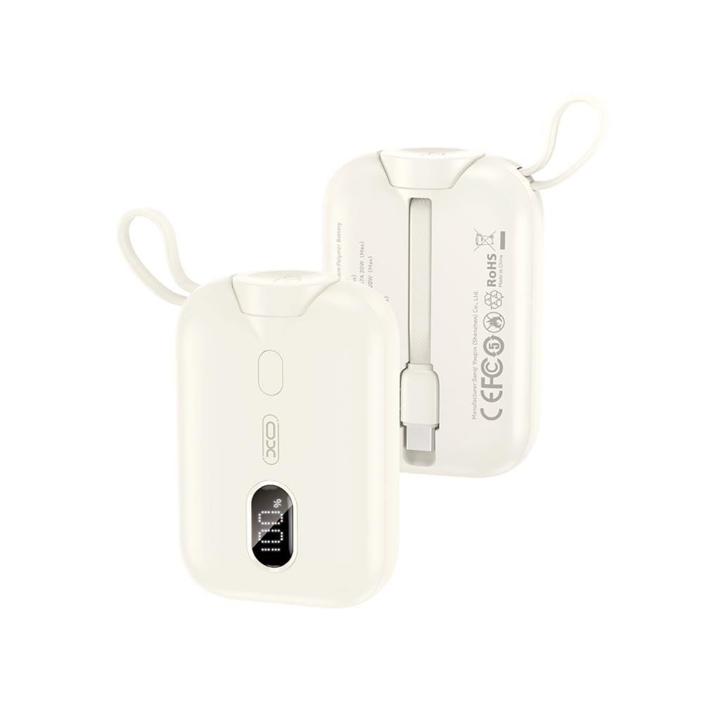 XO Power Bank 10000mAh 20W, Ασύρματος Φορτιστής Ρολογιού + Ενσωματωμένο Καλώδιο Type-C Λευκό – PR260