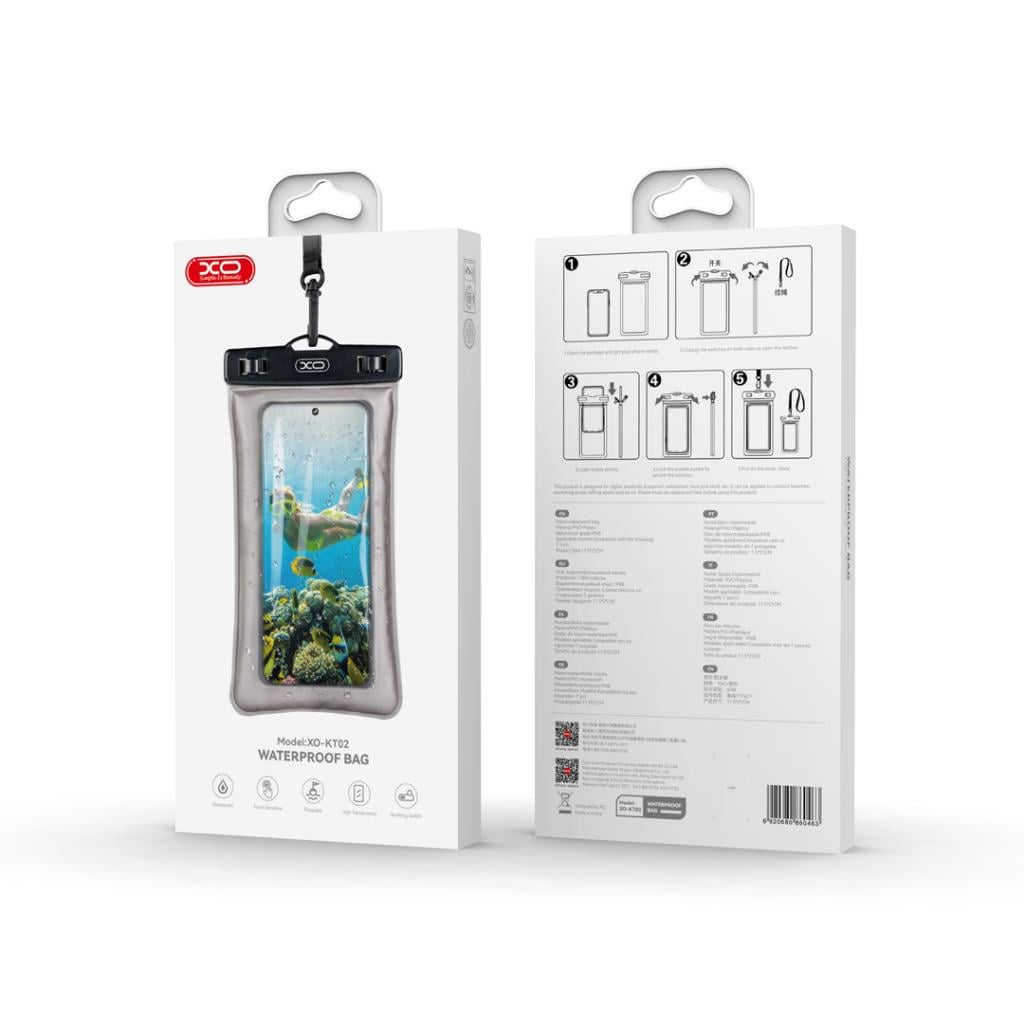 XO Αδιάβροχη Θήκη KT02 για Smartphone (Μαύρο) - Image 2