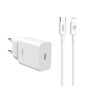 XO L126 φορτιστής τοίχου 220V 20W 1*USB-C, καλώδιο USB-C σε Lightning λευκό
