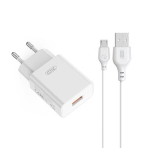 XO 220V 18W, 1*USB-A, καλώδιο USB-A σε Micro USB (λευκό) – L127
