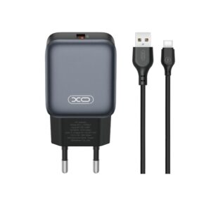 XO 220V 18W, 1*USB-A, with cable USB-A to USB-C (black) – L152