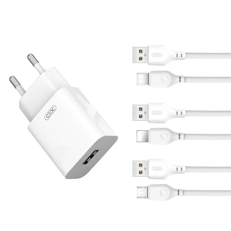 XO – L99 φορτιστής τοίχου 1*USB-A, 2,4A + καλώδιο USB-A σε USB-C λευκό - Image 3