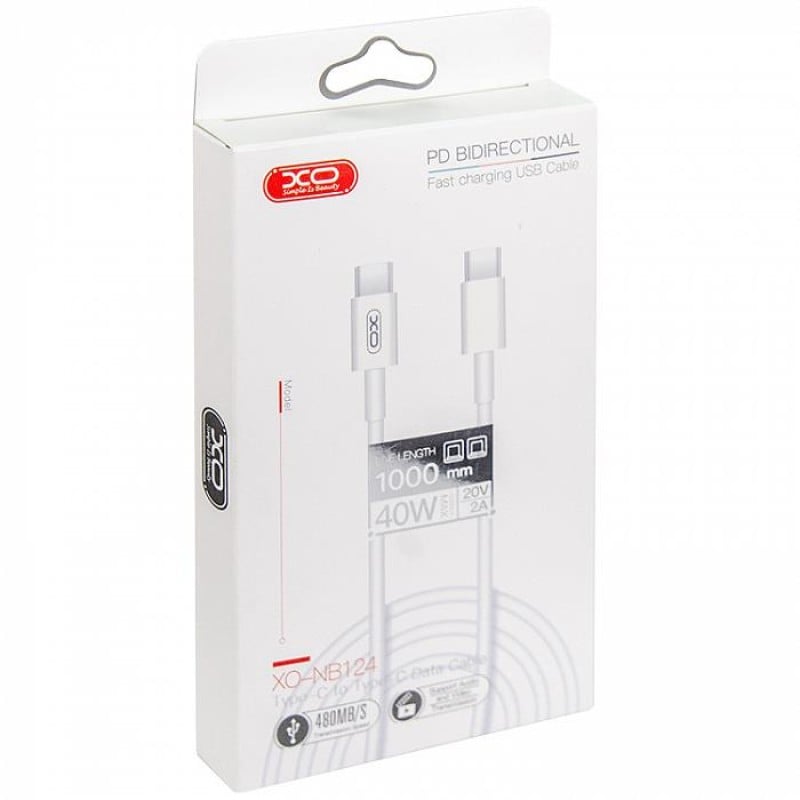 XO NB124 καλώδιο PD USB-C – USB-C 1,0 m 40W λευκό - Image 2