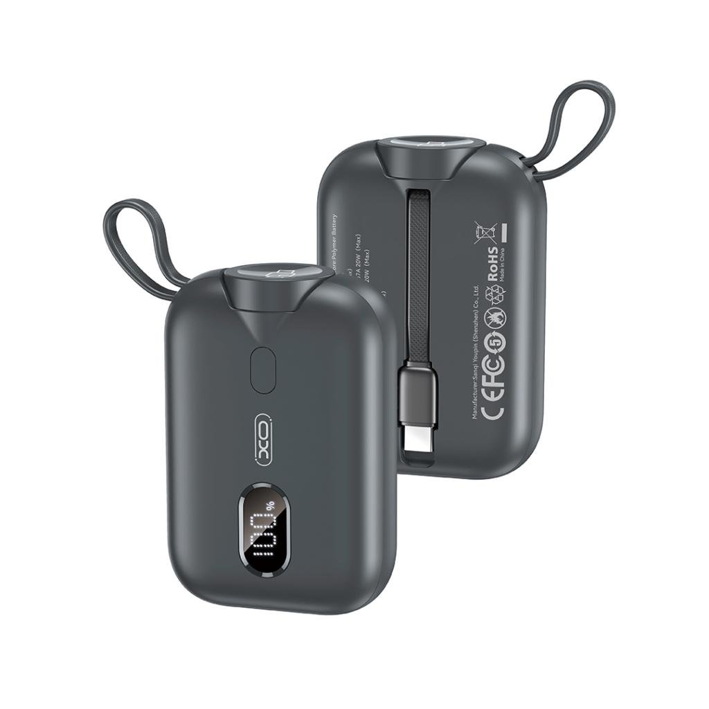 XO PR260 Power Bank 10000mAh 20W με ασύρματη φόρτιση ρολογιού & ενσωματωμένο καλώδιο Type-C μαύρο - Image 3