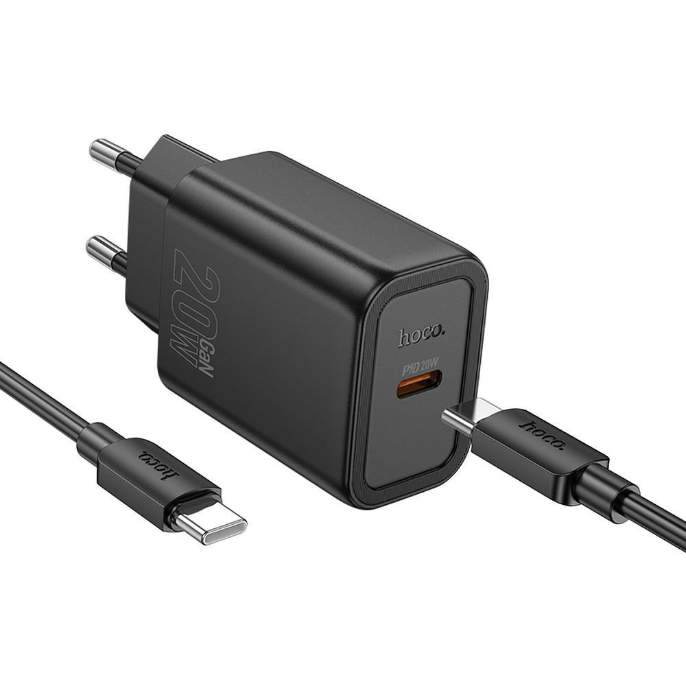 Hoco N60 φορτιστής τοίχου 1*USB-C + καλώδιο Type-C σε Lightning PD QC 20W μαύρος - Image 3
