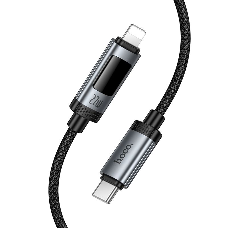 Καλώδιο Data USB-C σε Lightning με ψηφιακή οθόνη Hoco PD 27W 1,2m U148 μαύρο - Image 9