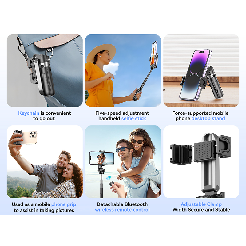 XO Tripod Stand Mini SS21, Bluetooth μαύρο - Image 8
