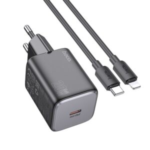HOCO N40 φορτιστής τοίχου Type-C με καλώδιο Type-C σε Lightning QC PD 20W μαύρος