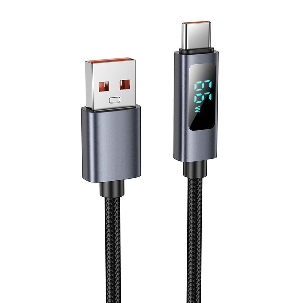 Καλώδιο USB-A σε USB-C Hoco 5A με οθόνη 1m X112 μαύρο