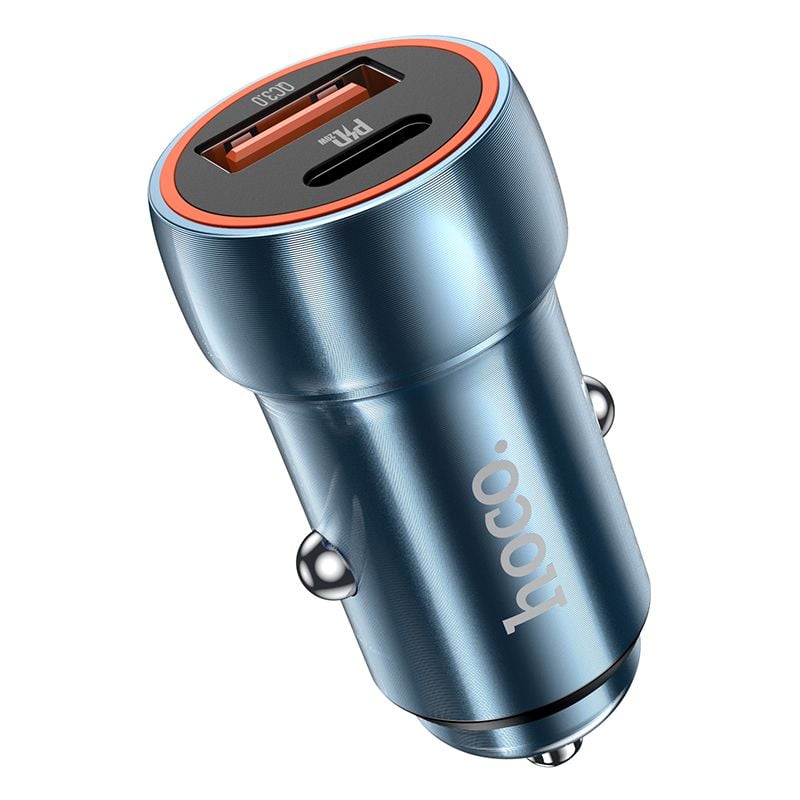 Φορτιστής αυτοκινήτου Hoco USB A + USB C PD QC3.0 3A 20W Z46A sapphire blue