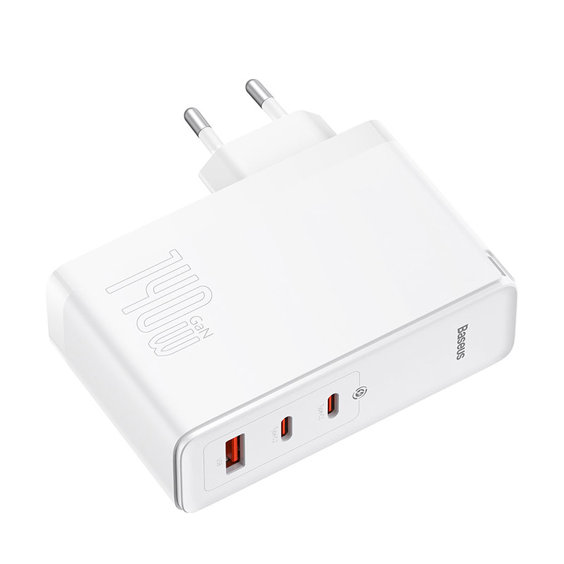 Baseus wall charger GaN5 Pro PD 140W 2x USB-C 1x USB white + USB-C – USB-C 240W cable - Image 4