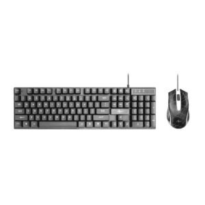 Σετ ενσύρματο πληκτρολόγιο USB-A QWERTY με φωτισμό + ενσύρματο ποντίκι USB-A με φωτισμό ART AK-50 μαύρο