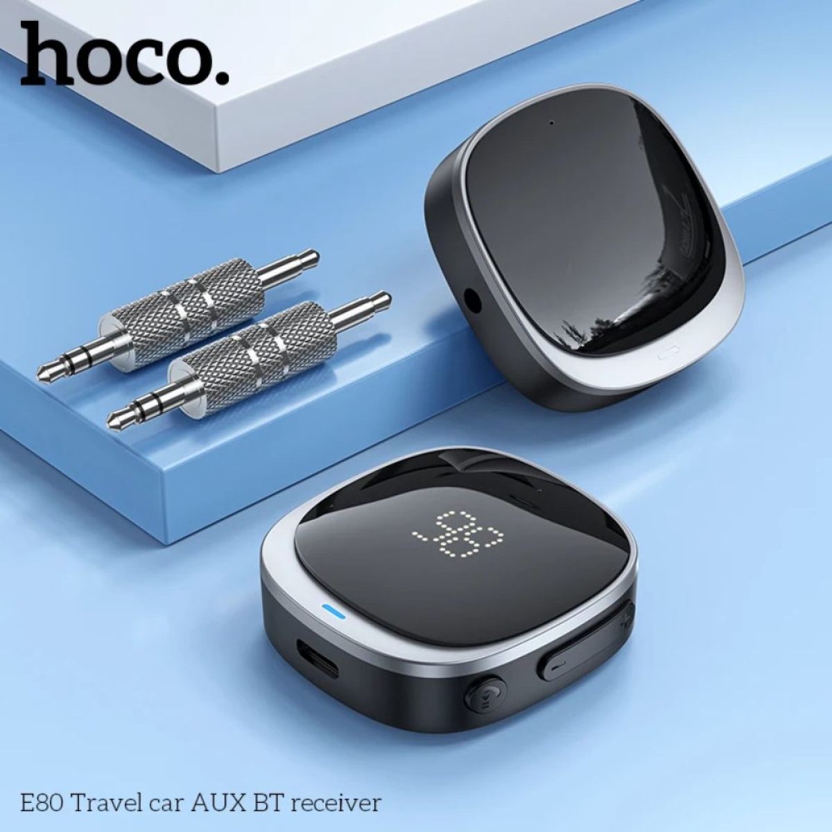 Adapter AUX Bluetooth Jack 3,5 mm Hoco με οθόνη E80 μαύρο - Image 6