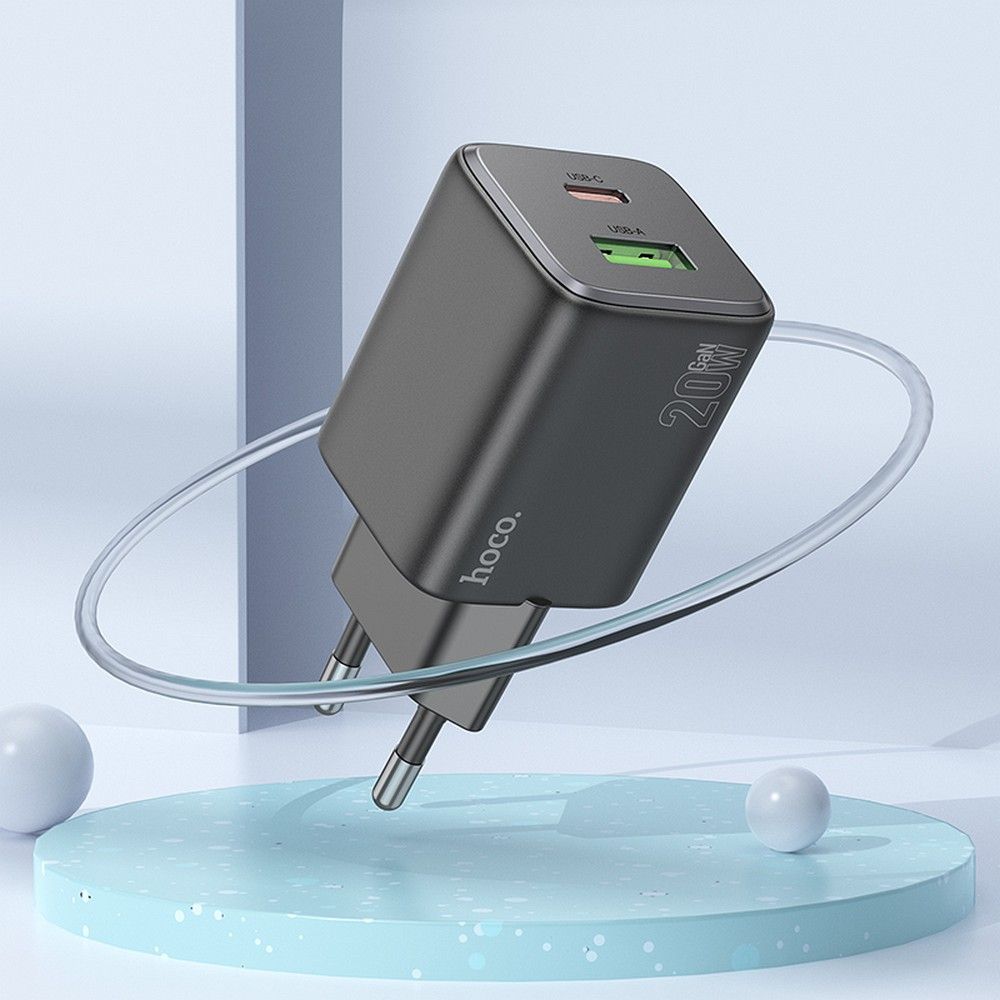 Φορτιστής Hoco N41 USB-A + USB-C QC3.0 PD 3A 20W Μαύρος - Image 5