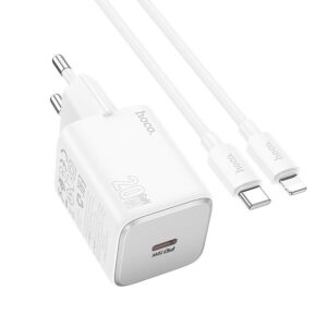 HOCO N40 φορτιστής τοίχου 1*USB-C + καλώδιο Type C σε Lightning QC PD 20W λευκό
