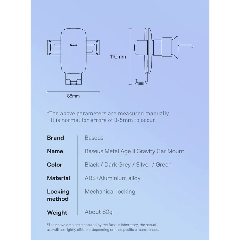 BASEUS Holder for mounting, Metal Age II Gravitational tarnish – SUJS000013 - Image 14