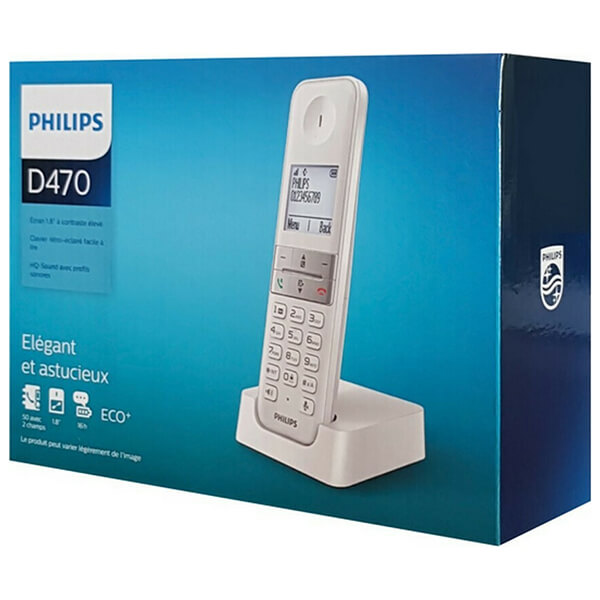 Philips D4701W/GRS Λευκό Ασύρματο Τηλέφωνο με Ανοιχτή Ακρόαση - Image 2