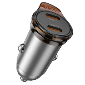 Hoco NZ16B φορτιστής αυτοκινήτου 2 x Type C + καλώδιο Type C σε Lightning PD QC 45W γκρι μεταλλικό