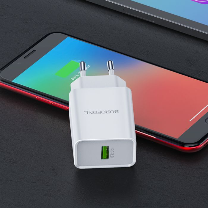 Borofone Wall charger BN5 Jingrui – USB – QC 3.0 18W white - Image 4