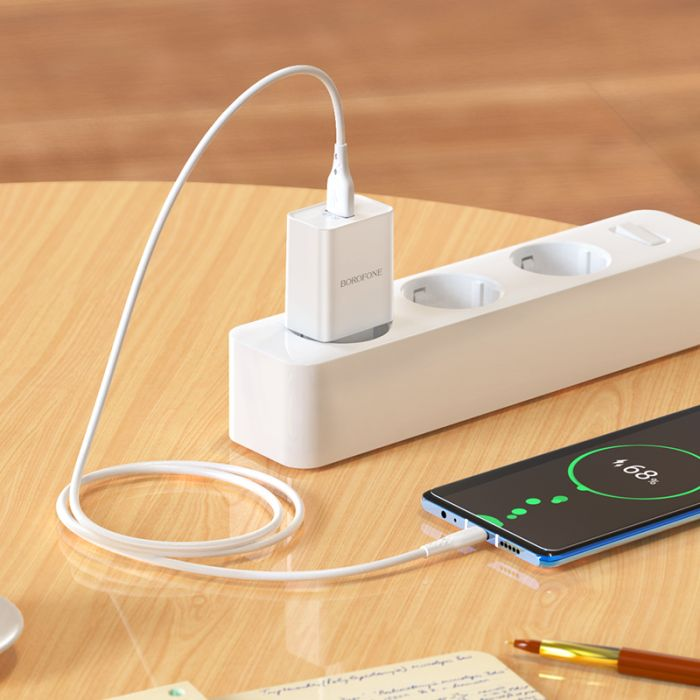 Borofone Wall charger BN3 Premium – Type C – QC 3.0 PD 2.0 20W white - Image 4