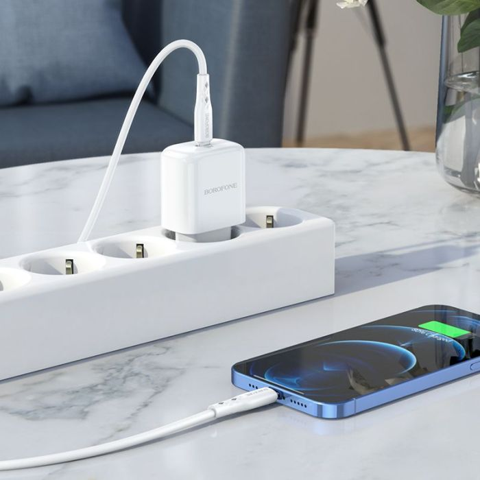 Borofone Wall charger BN3 Premium – Type C – QC 3.0 PD 2.0 20W white - Image 6