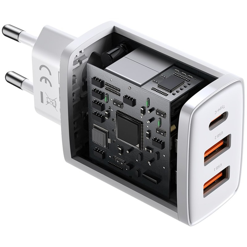 BASEUS 220V 30W, 2*USB-A + 1*USB-C, Compact Series (white) – CCXJ-E02 - Image 5