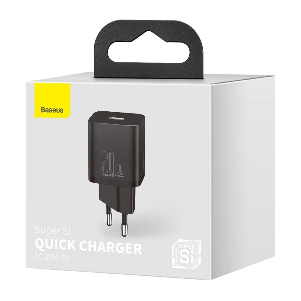 BASEUS 220V 20W, 1*USB-C, Super Si (black) – CCSUP-B01 - Image 2