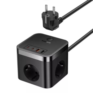 Baseus Power Strip 220V 30W, PowerCombo Tower 4000W, 3xAC + 2xUSB-A + 2xUSB-C μαύρο