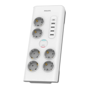 Philips SPN7060WA/GRS Πολύπριζο ασφαλείας 6 θέσεων με 1 USB Type-C 15W και 4 USB Type-A 20W