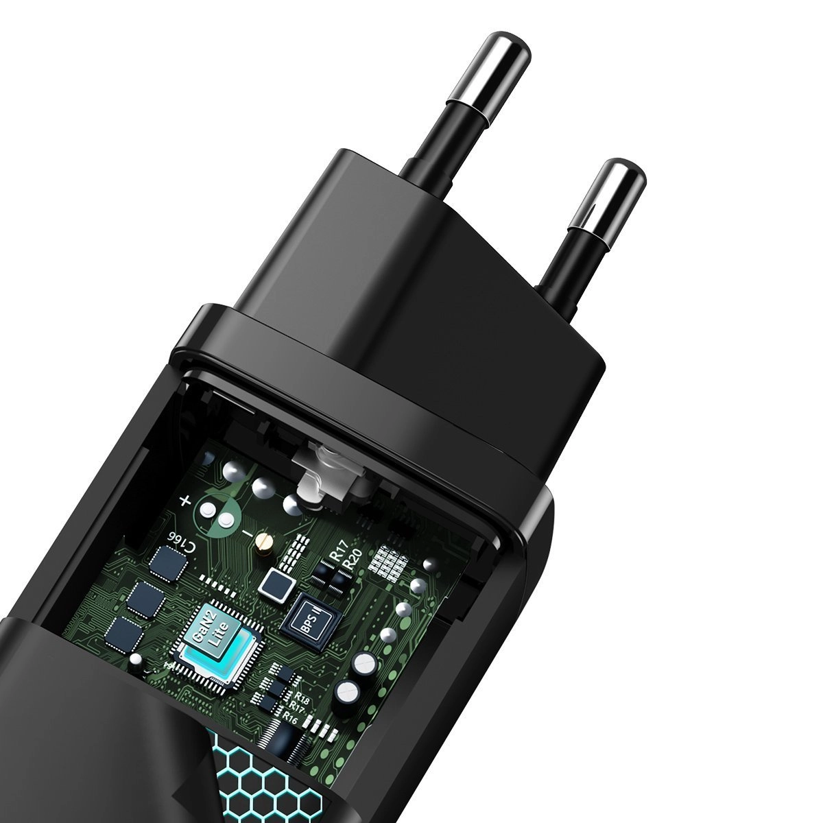 BASEUS 220V 65W, USB-A + USB-C, GaN2 Lite, black – CCGAN2L-B01 - Image 6