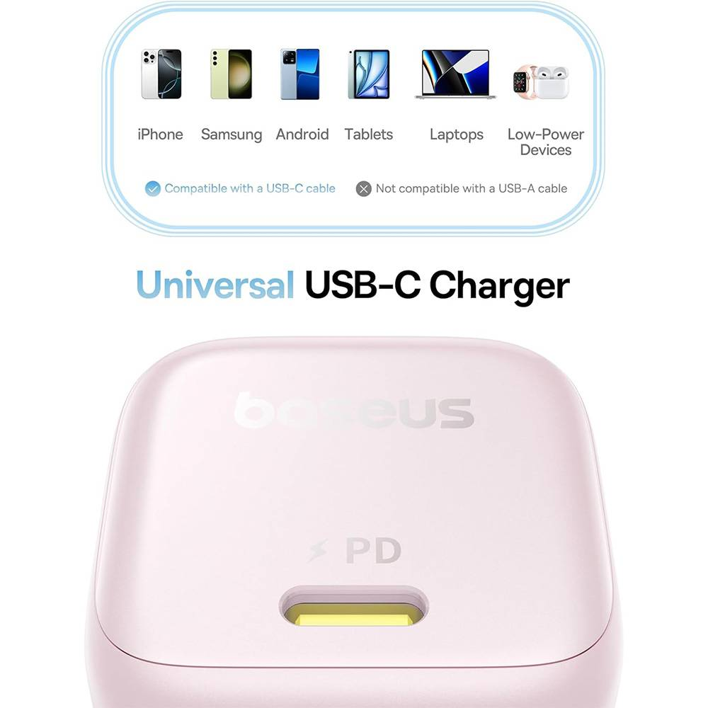 BASEUS 220V 45W, USB-C, PicoGo GaN pink – P10176800413-00 - Image 3