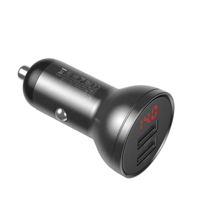BASEUS 12V 24W, 2xUSB-A, γκρι – CCBX-0G - Image 6