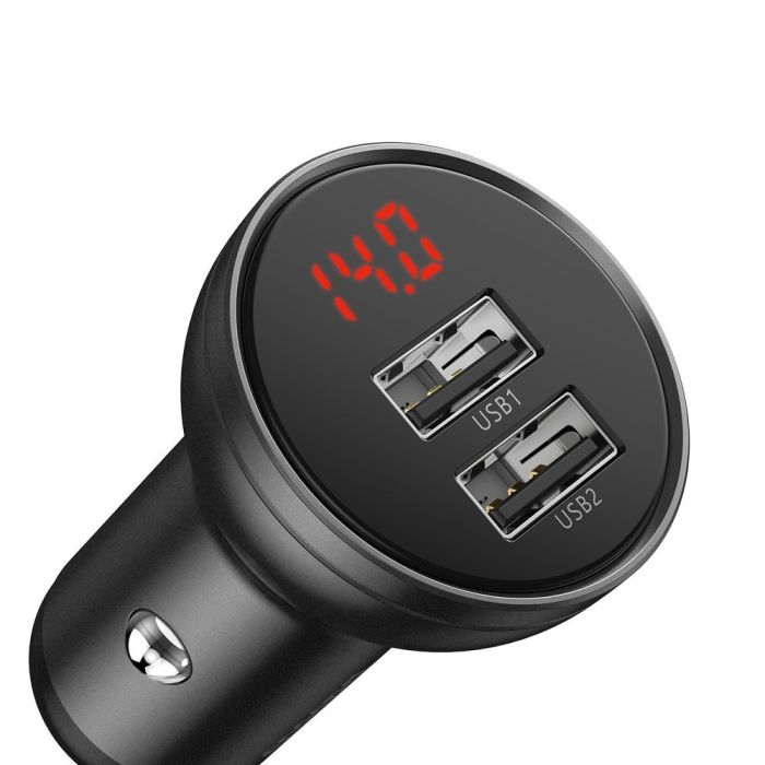 BASEUS 12V 24W, 2xUSB-A, γκρι – CCBX-0G - Image 3