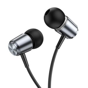 Hoco M108 ενσύρματα ακουστικά 3,5mm Jack με μικρόφωνο μέταλλο μαύρο γκρι