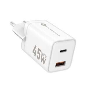 Φορτιστής Forcell F-Energy Mini GaN III USB C + USB A PD QC4.0 45W VT-36 λευκό
