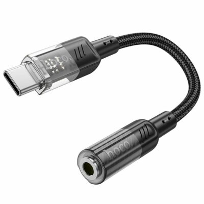 Adapter AUX USB-C to Jack 3,5mm Hoco 0,15m LS37 transparent black - Image 4