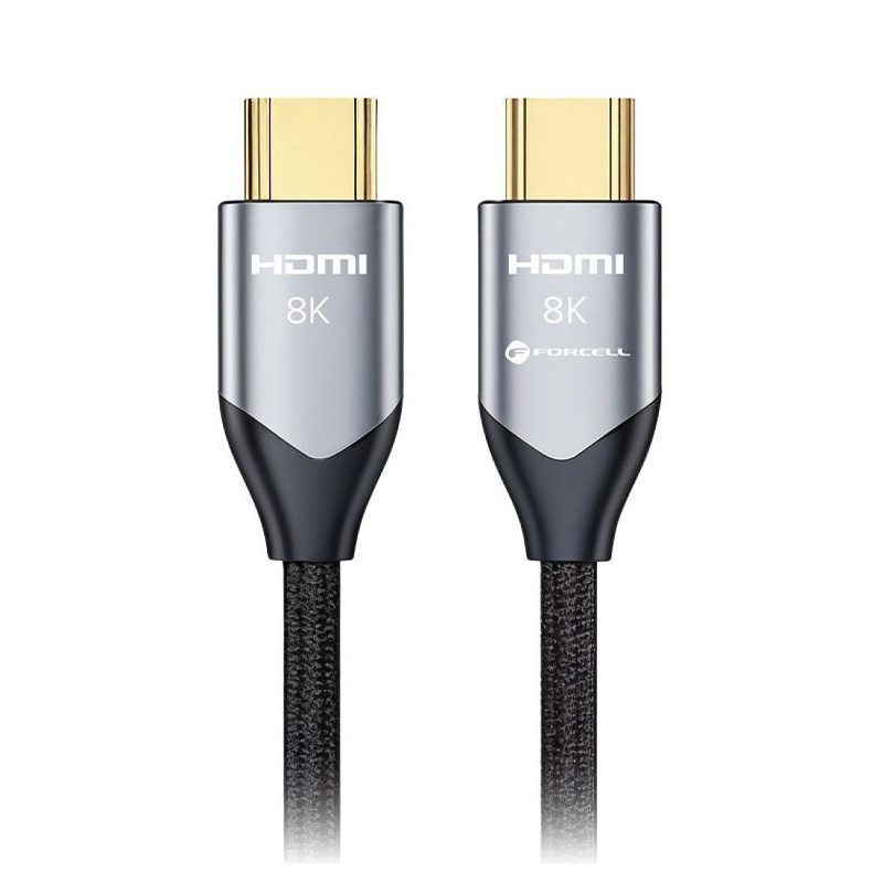 Forcell Cable HDMI 2.1 Cafule 8K 60Hz / 4K 120Hz– Ultra High Speed, HDR, eARC, VRR, 48Gbps 1m black