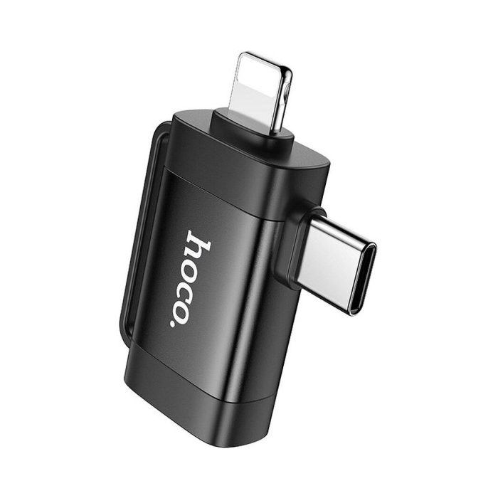 Adapter OTG 2in1 USB C / Lightning to USB-A Hoco UA31F black - Image 4