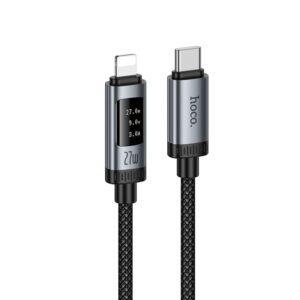 Καλώδιο Data USB-C σε Lightning με ψηφιακή οθόνη Hoco PD 27W 1,2m U148 μαύρο