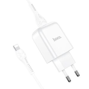 HOCO N2 travel charger USB-A + καλώδιο USB-A to Lightning 2A λευκό