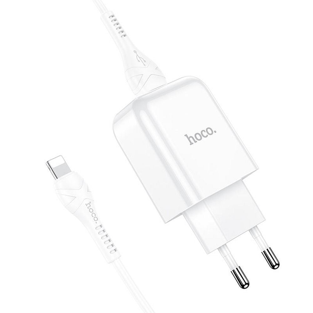 HOCO N2 travel charger USB-A + καλώδιο USB-A to Lightning 2A λευκό